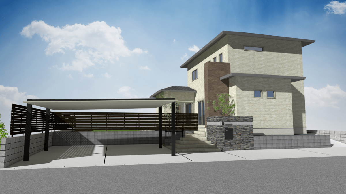 夜景のライティング効果をシミュレーションした3DCADパース