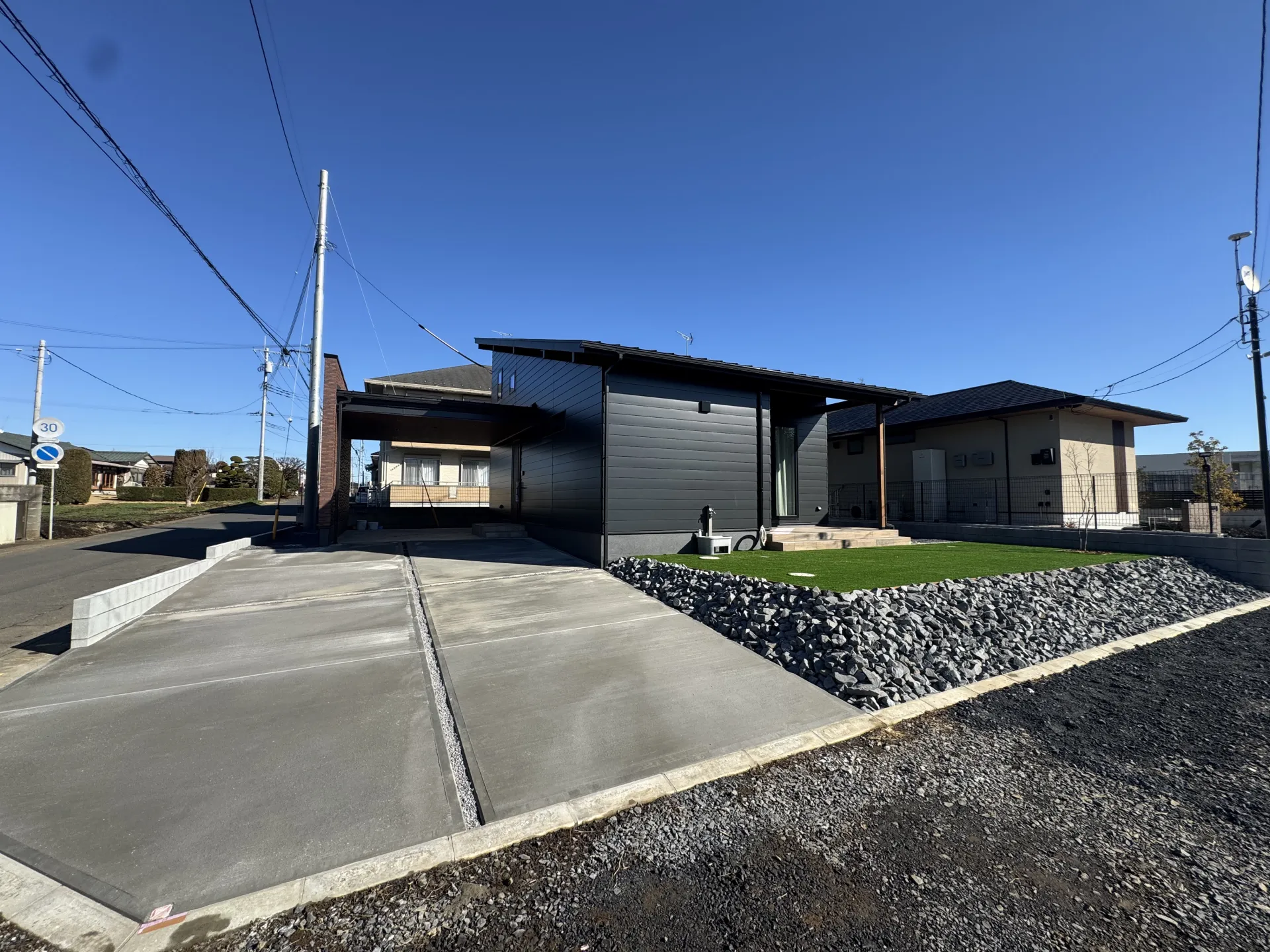 ひたちなか市の建売住宅、外構施工後の外観全景
